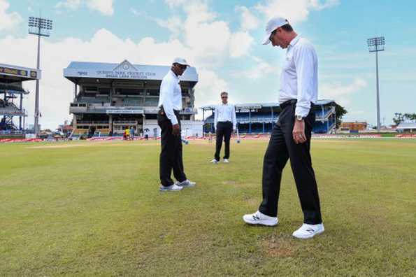 The outfield not drying up quickly enough forced the umpires to abandon the day's play